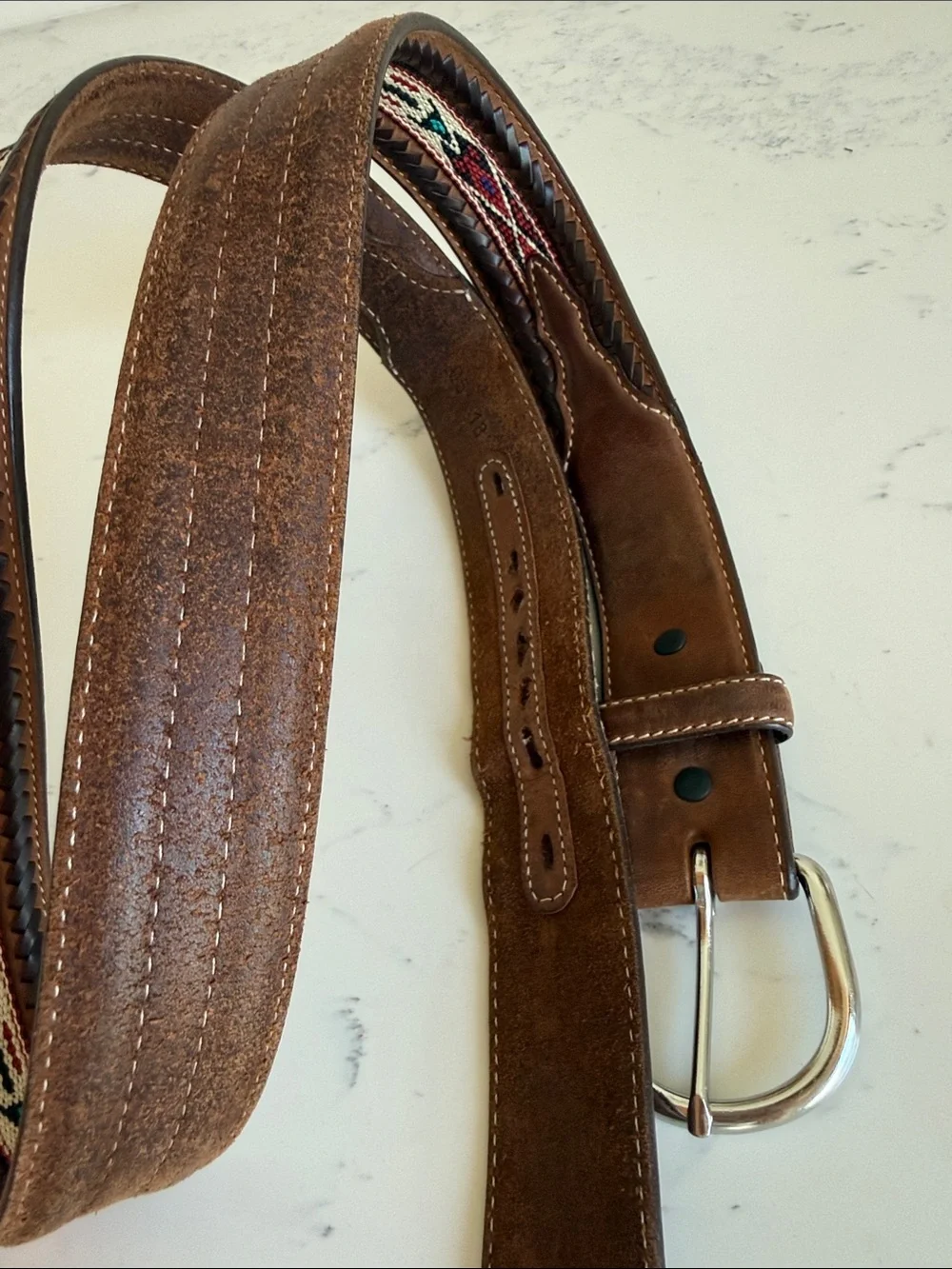 TONY LAMA MEN'S WOVEN LEATHER LACE BELT